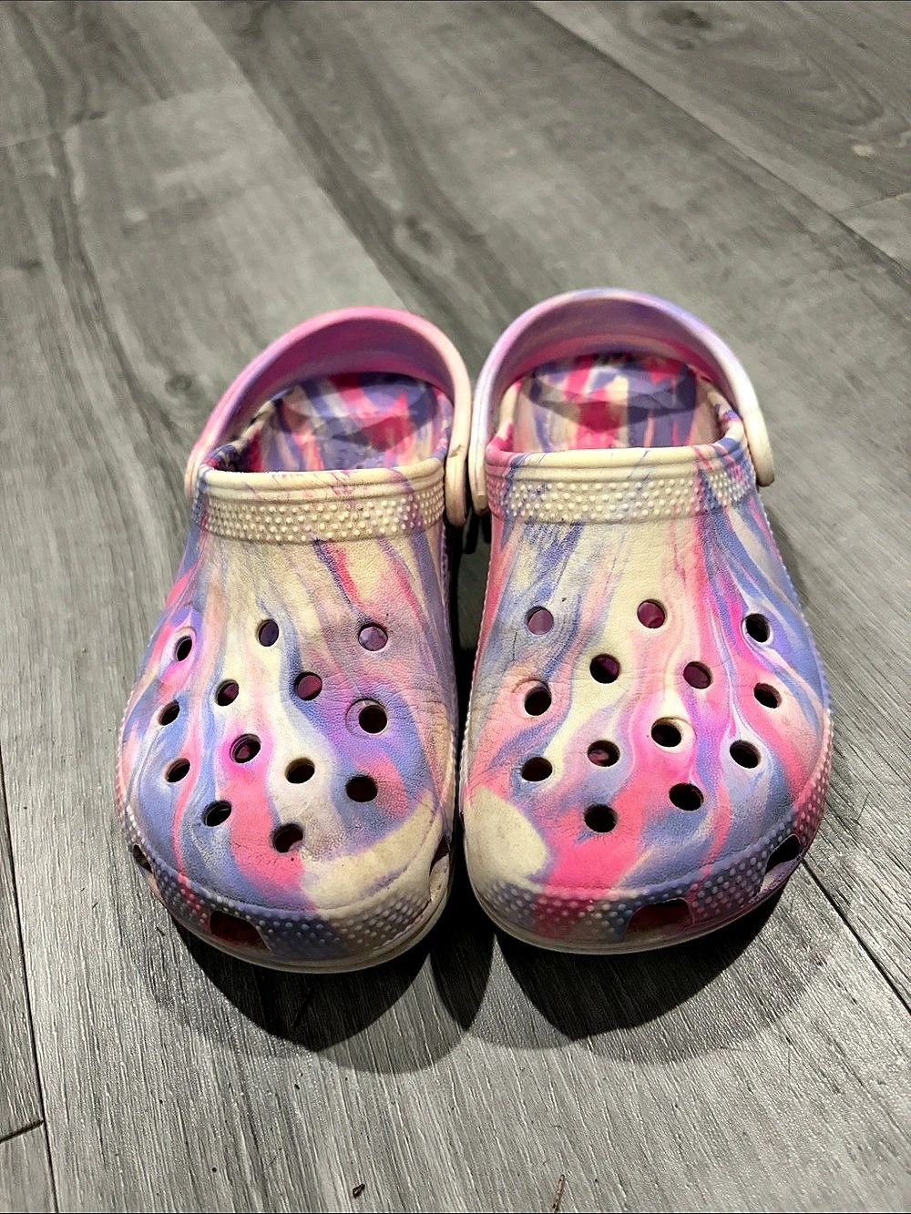 Crocs Kids' Classic glow in the dark Marbled Clog Pink & Purple 13